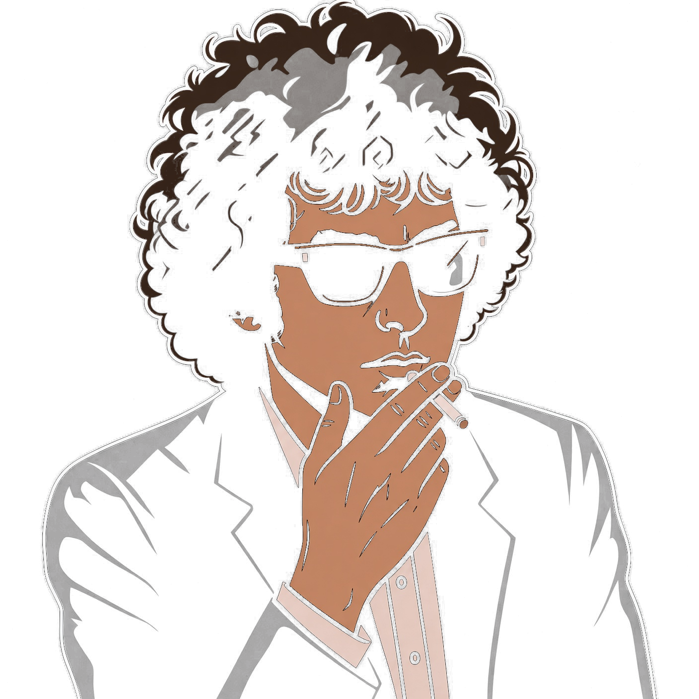 Illustrated portrait of Bob Dylan